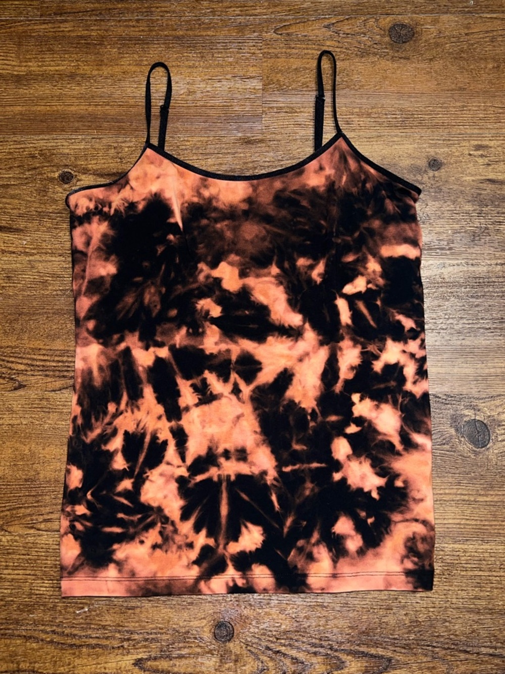 a.n.a Black and Orange Custom Acid Wash Tie-Dye Camisole Tank Top Size L - Picture 2 of 8